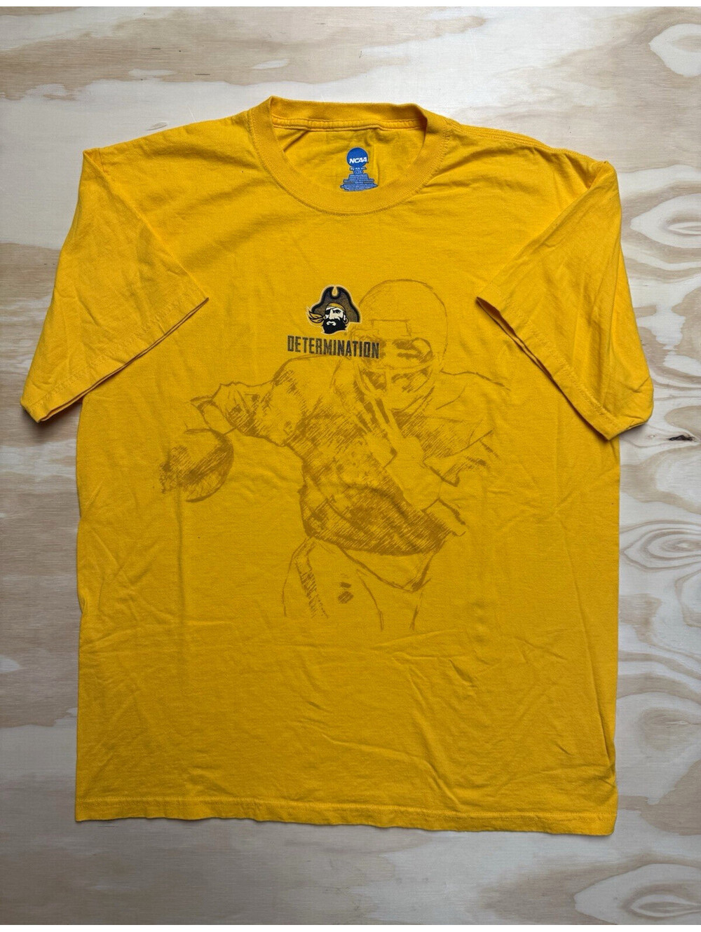 KA Inc. East Carolina Pirates Football Determination Yellow T-Shirt Size L